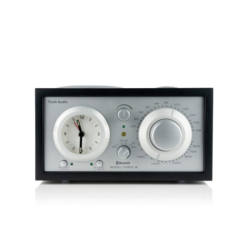 Tivoli Audio Clock Radio Model Three® Bluetooth with USB, Black Ash/Silver